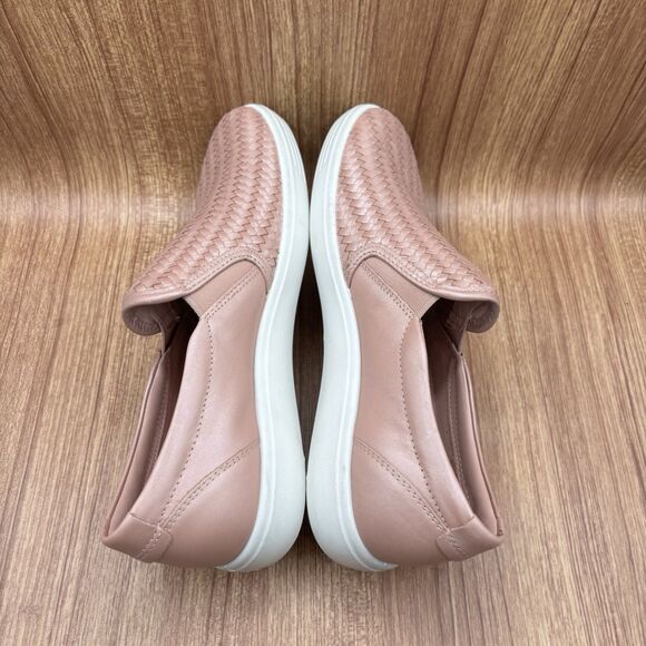 ECCO SOFT 7 WOMEN’S EU 42 US 11-11.5 CASUAL SLIP-ON PINK SHIMMER WOVEN LEATHER - Picture 5 of 8
